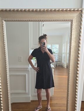 Classic Black Polo Shirt Dress - Women's